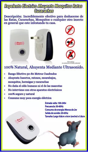 REPELENTE ULTRASÓNICO PARA RATONES E INSECTOS -OFERTA 2x1